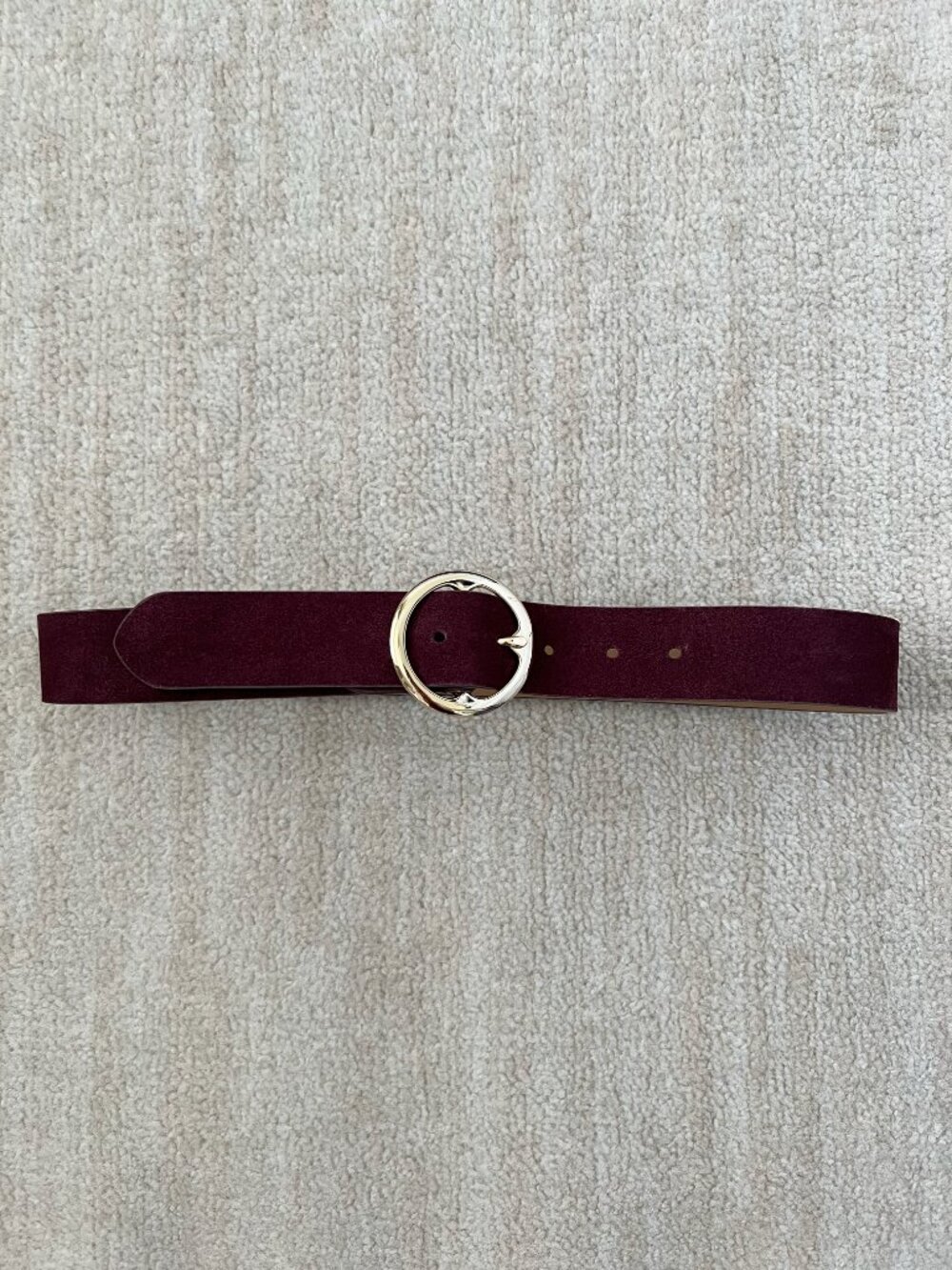 NWT Ann Taylor Genuine Leather Suede Belt S Gold Circle Buckle